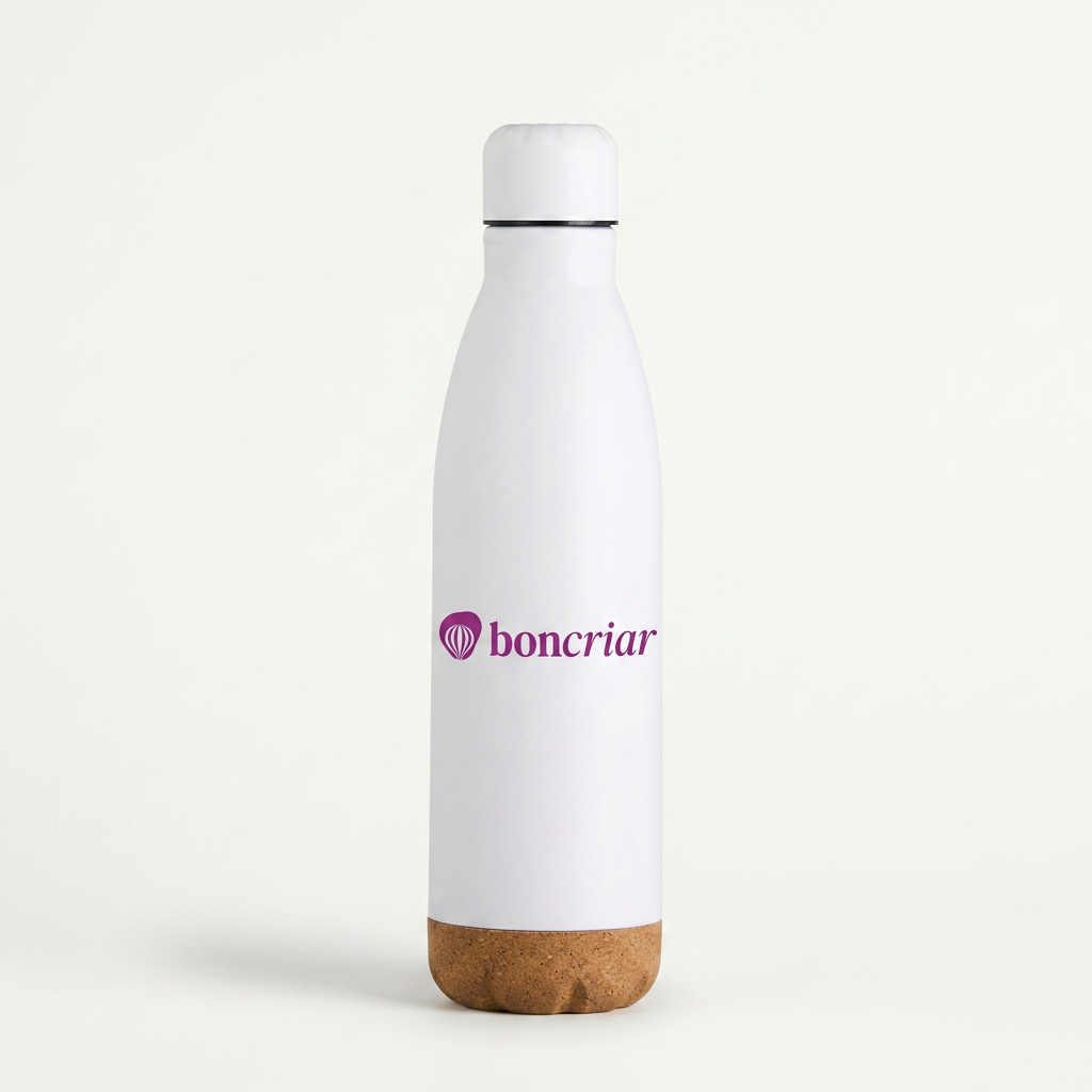 Garrafa térmica branca com cortiça